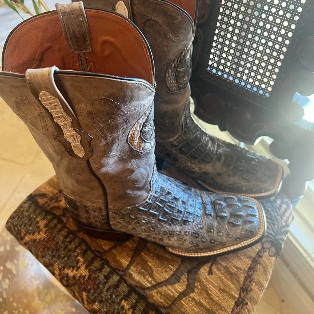 Jack Black  Men's Brown Horn Back Caiman Western Boots NWT - Picture 3 of 7